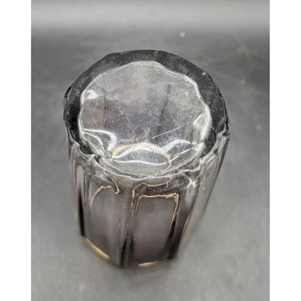 Moser Amethyst Faceted Art Glass Vase with Brass Rim Purple Ombre Bohemian 4